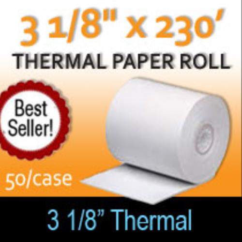 3 1/8 x 230' Pink Thermal Paper Roll, 50 rolls/case (BPA FREE)